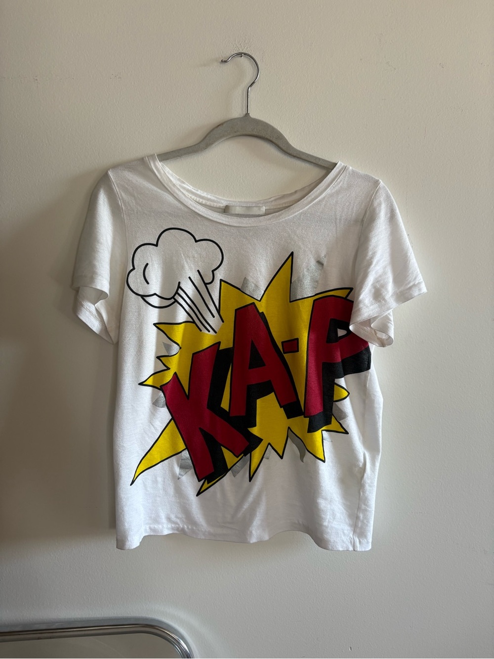 3.1 Phillip Lim White Tee with Red & Yellow Pop Art 'KAP' Graphic